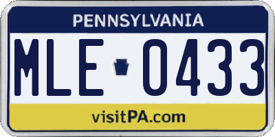 PA license plate MLE0433