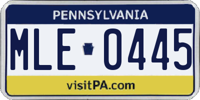 PA license plate MLE0445