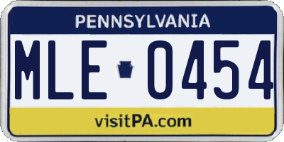 PA license plate MLE0454