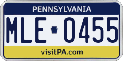PA license plate MLE0455