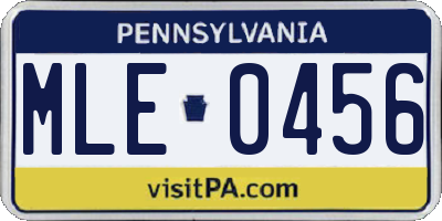 PA license plate MLE0456