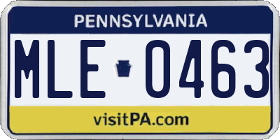 PA license plate MLE0463