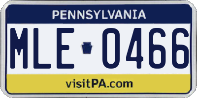 PA license plate MLE0466