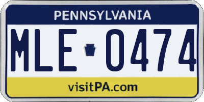 PA license plate MLE0474
