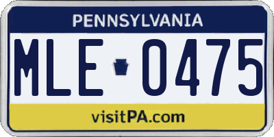 PA license plate MLE0475