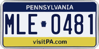 PA license plate MLE0481