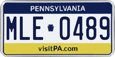 PA license plate MLE0489