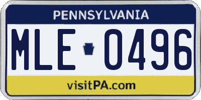 PA license plate MLE0496