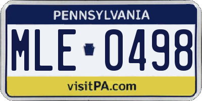 PA license plate MLE0498