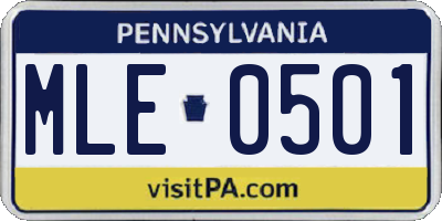 PA license plate MLE0501