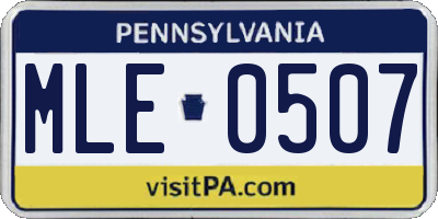 PA license plate MLE0507