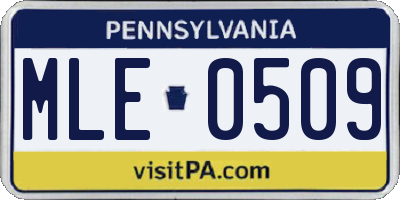 PA license plate MLE0509