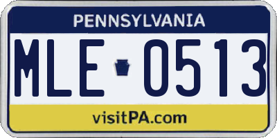 PA license plate MLE0513