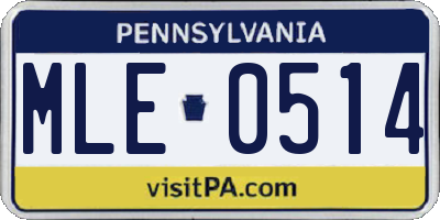 PA license plate MLE0514