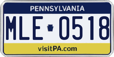 PA license plate MLE0518