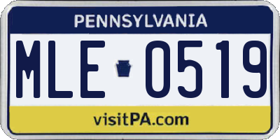 PA license plate MLE0519