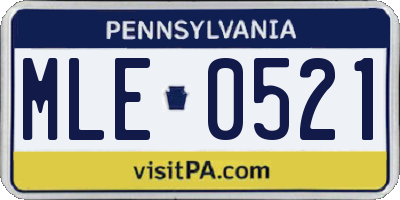 PA license plate MLE0521
