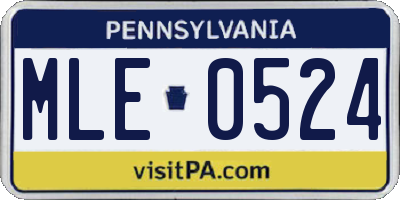PA license plate MLE0524