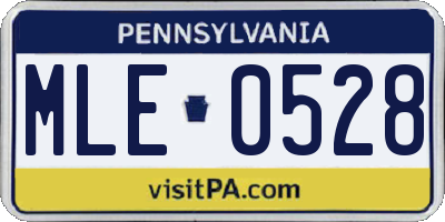 PA license plate MLE0528