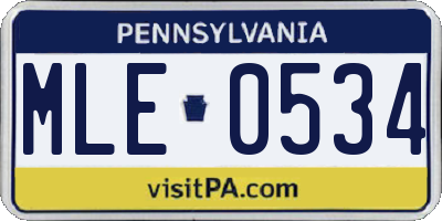 PA license plate MLE0534