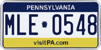 PA license plate MLE0548