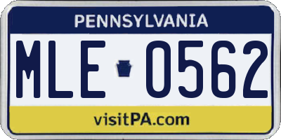 PA license plate MLE0562