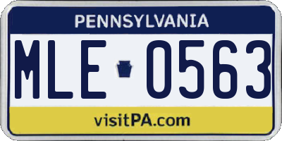 PA license plate MLE0563