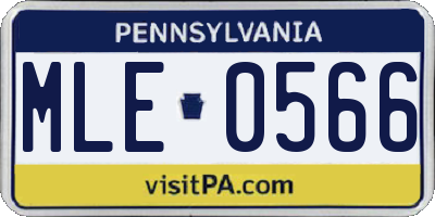 PA license plate MLE0566