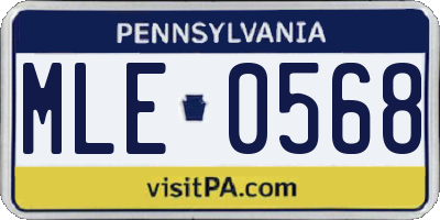 PA license plate MLE0568