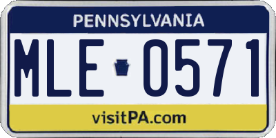 PA license plate MLE0571