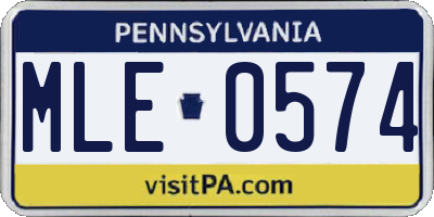 PA license plate MLE0574