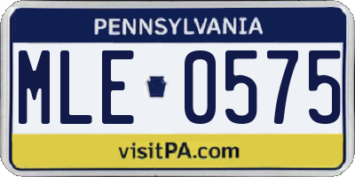 PA license plate MLE0575