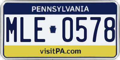 PA license plate MLE0578
