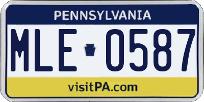 PA license plate MLE0587