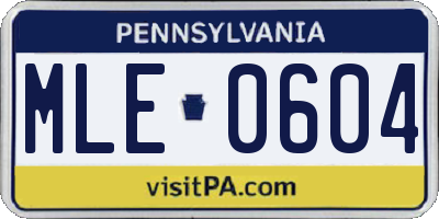 PA license plate MLE0604