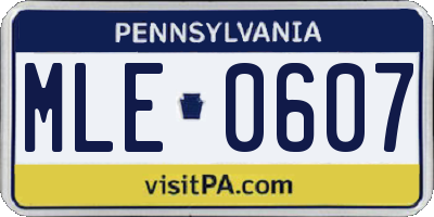 PA license plate MLE0607