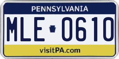 PA license plate MLE0610