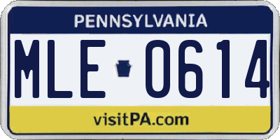 PA license plate MLE0614