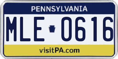 PA license plate MLE0616