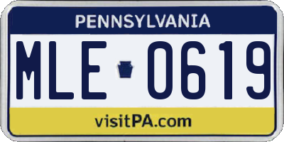 PA license plate MLE0619