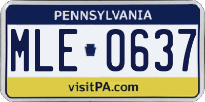 PA license plate MLE0637