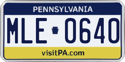PA license plate MLE0640