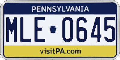 PA license plate MLE0645