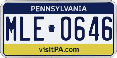 PA license plate MLE0646