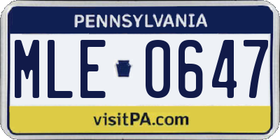 PA license plate MLE0647