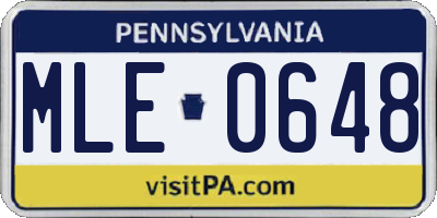 PA license plate MLE0648