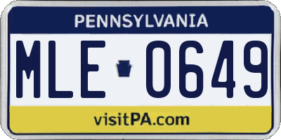 PA license plate MLE0649