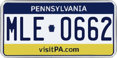 PA license plate MLE0662