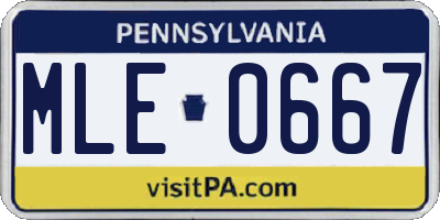 PA license plate MLE0667