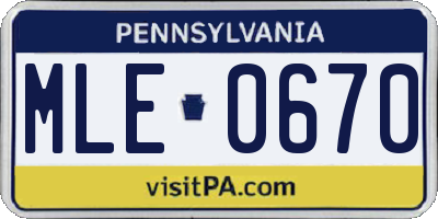 PA license plate MLE0670